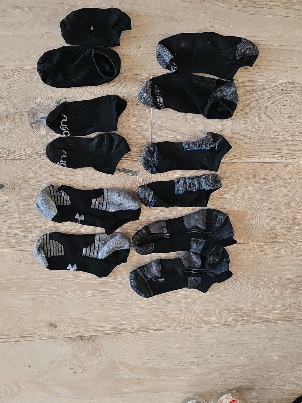 Six Pairs Of Black Socks Various Brands